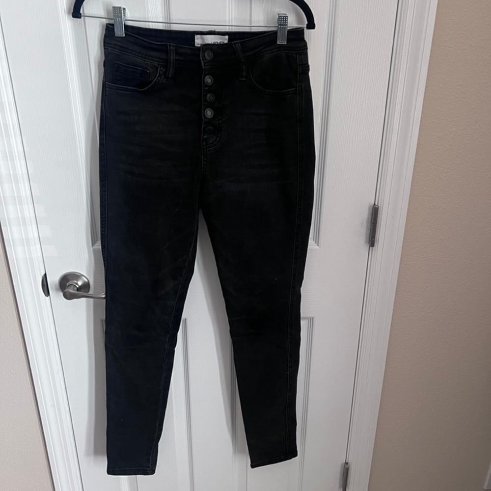 Vervet High Rise Skinny Jeans Washed Black Button Fly Size 27‎ Women'ts